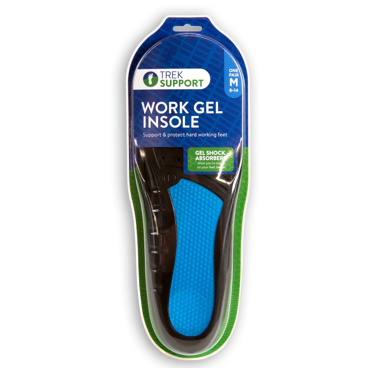 Work Gel Insole Men, Size 8-14, 1 Pair
