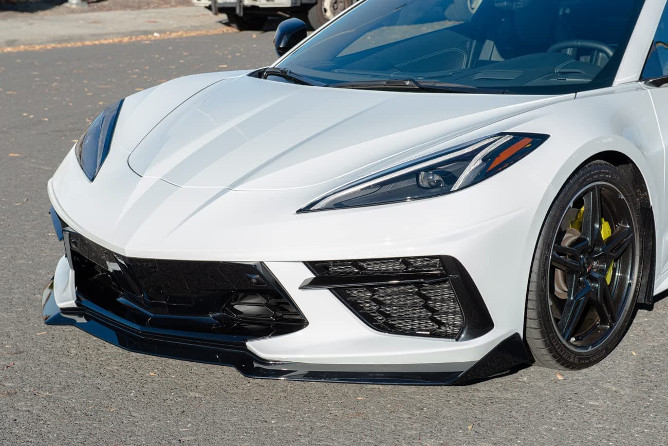 Replacement For 2020-Present Chevrolet Corvette C8 | GM 5VM Style 2 Pieces Front Bumper Lower Lip Splitter (ABS Plastic - Painted Carbon Flash Metallic)