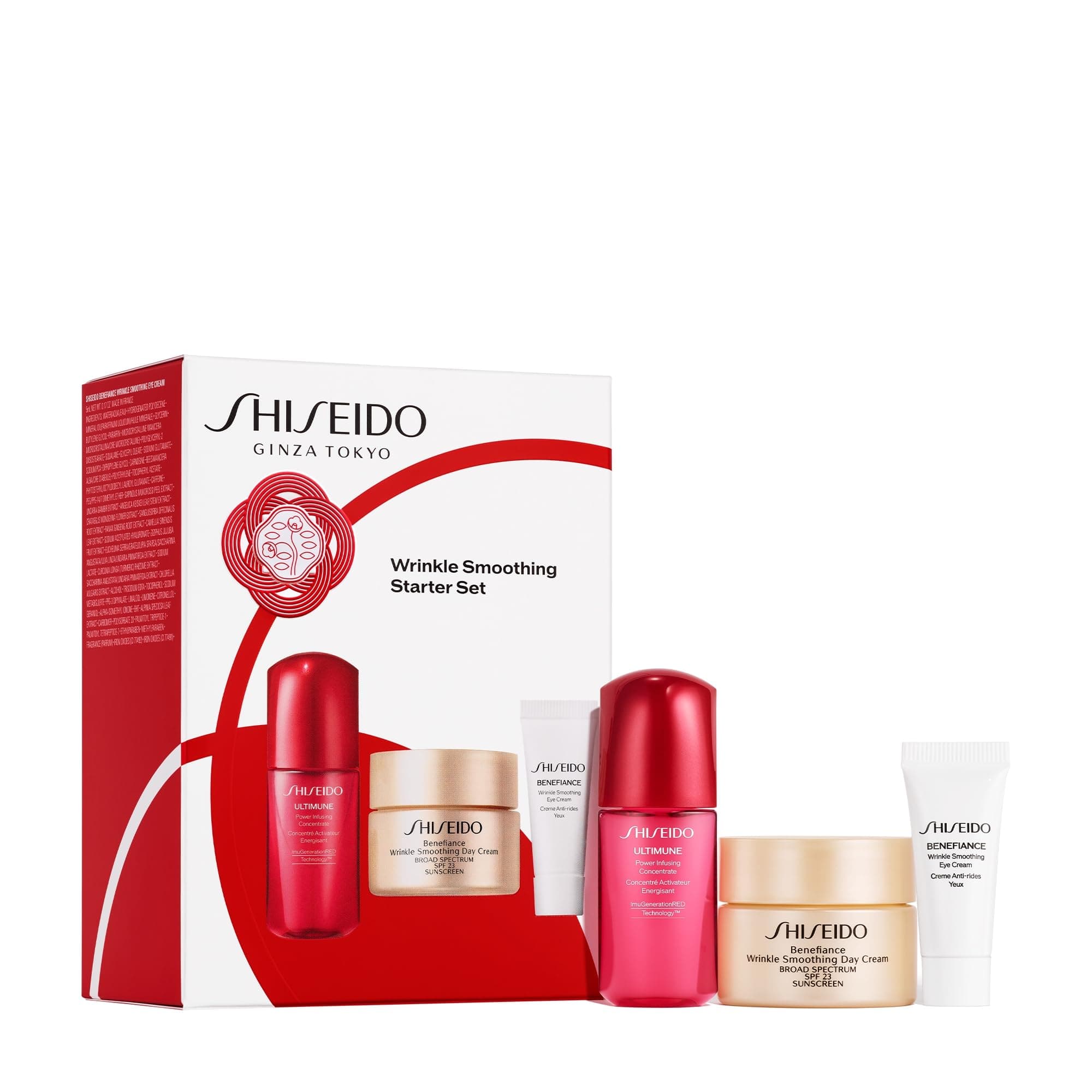 Shiseido Wrinkle Smoothing Starter Set - Includes Ultimune Power Infusing Concentrate (10mL), Benefiance Wrinkle Smoothing Day Cream SPF 23 (30mL) & Eye Cream (5mL)