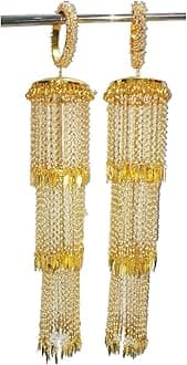 Brass with Pearls Bridal Kalire Attached With Pearl Bangles for Women (Multicolour)