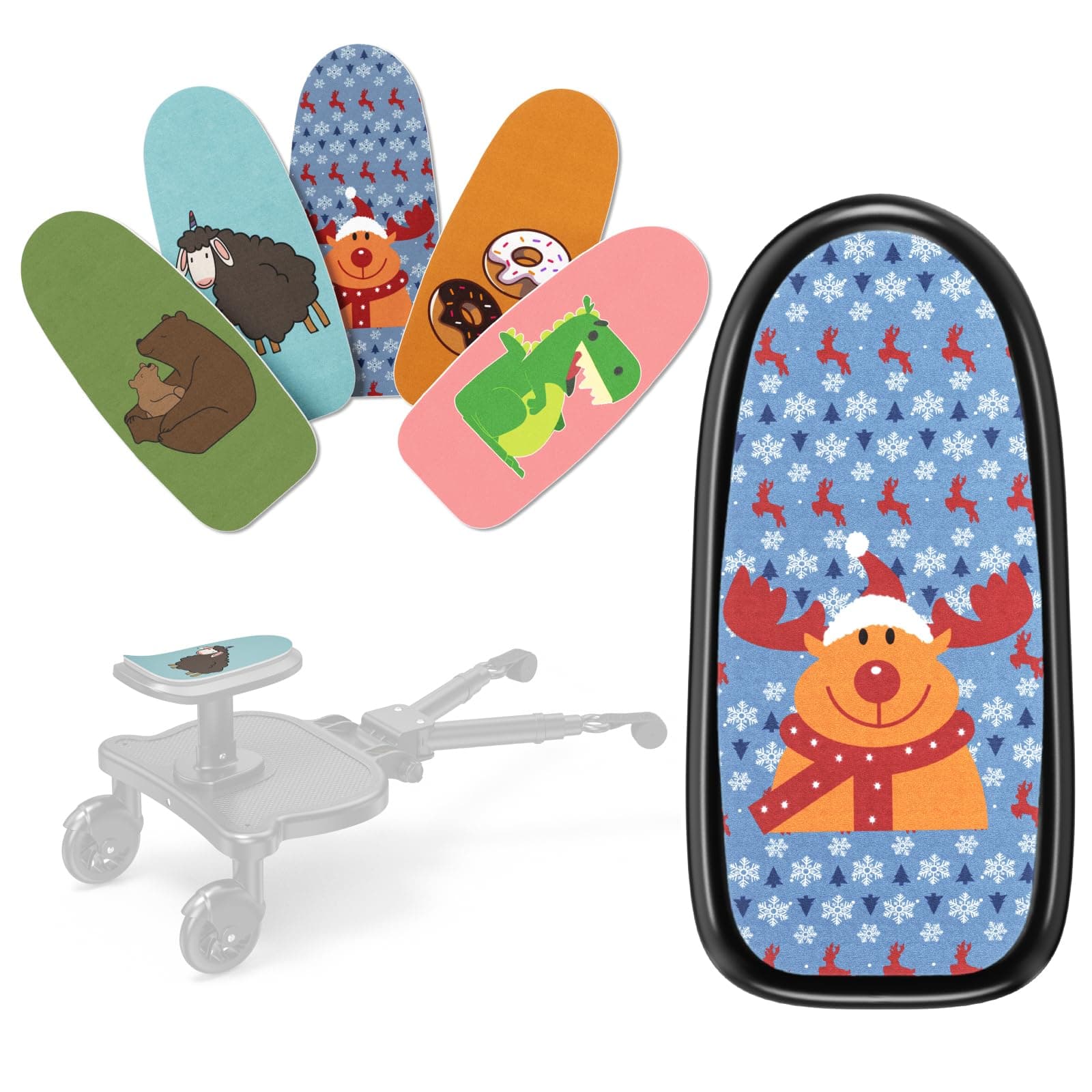 Buggy Board Seat Pads, 5 Cute Patterned Kiddy Board Seat Cushions, EVA Safe Material, Easy to Replace, Buggy Board Accessories Suitable for Children DIY
