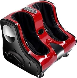 Electric Leg & Foot Massager Electric Foot Calf Leg Massager Shiatsu Kneading Rolling (Standard, RED)