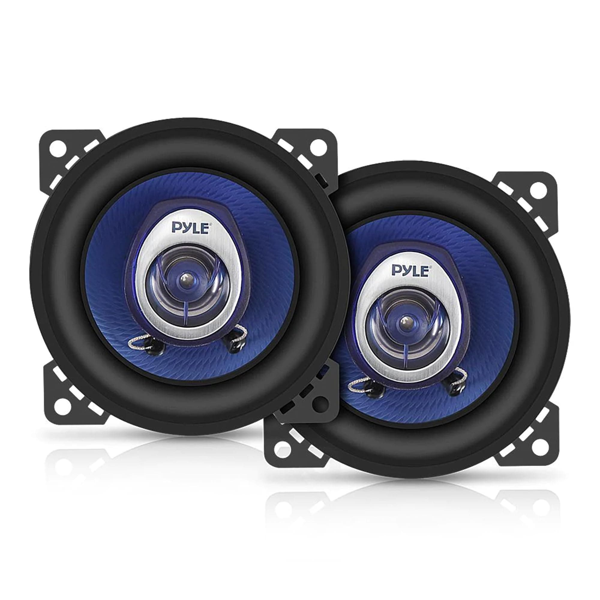 Pyle 4" Car Sound Speaker (Pair) - Upgraded Blue Poly Injection Cone 2-Way 180 Watt Peak w/ Non-fatiguing Butyl Rubber Surround 110 - 20Khz Frequency Response 4 Ohm & 3/4" ASV Voice Coil - PL42BL