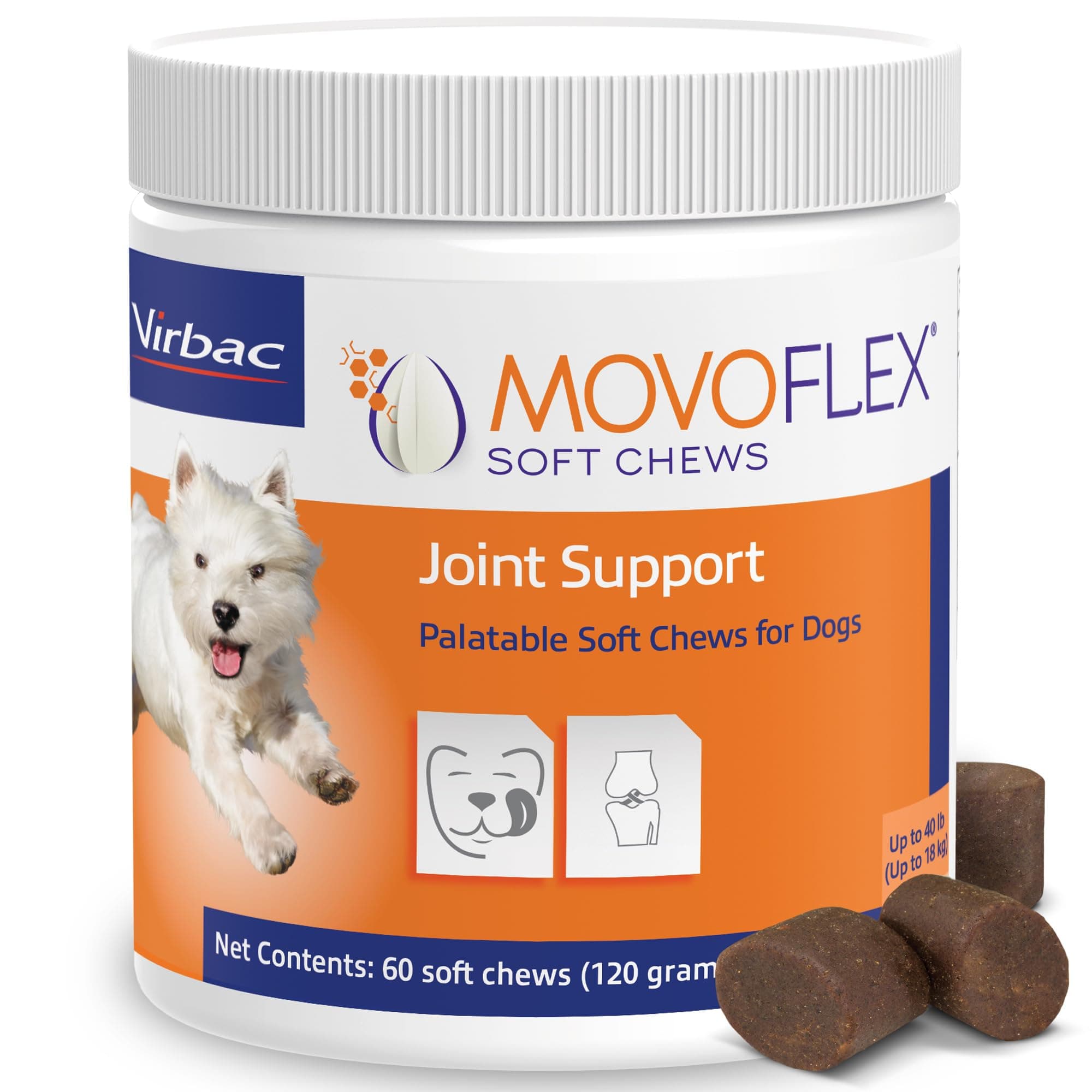 - MOVOFLEX Joint Support Supplement for Dogs - Hip and Joint Support - Dog Joint Supplement - Hip and Joint Supplement Dogs - 60 Soft Chews for Small Dogs (by Virbac)