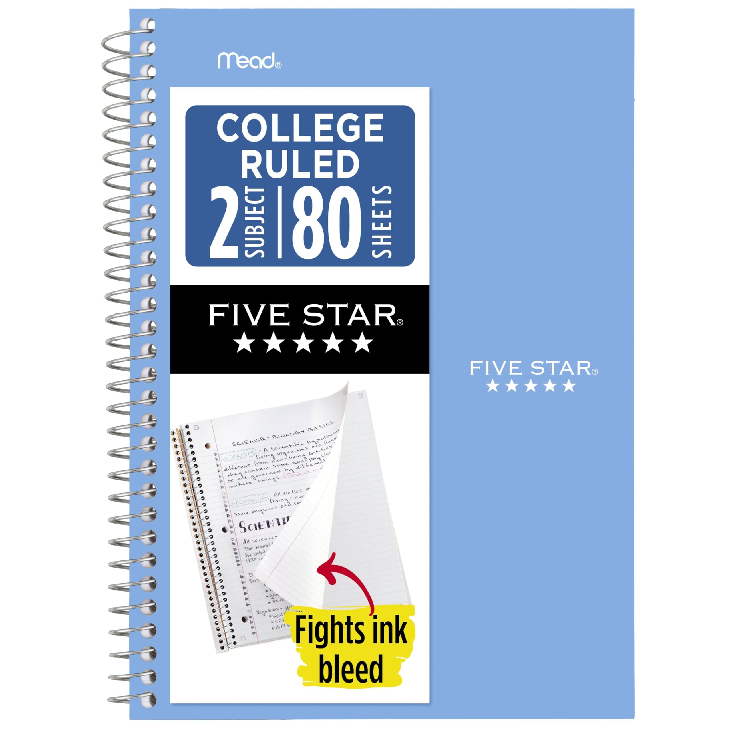 Notebook, 2 Subject, College Ruled, 9 1/2" x 6" 80 Sheets, Tidewater Blue (840029CG1-ECM)