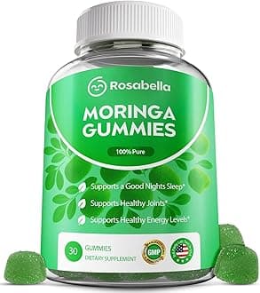 Rosabella Moringa Gummies – Moringa Leaf Extract 1000mg Equivalent Per Serving – Natural Energy & Balance – Non-GMO, Gluten-Free Superfood Gummies for Women & Men – 30 Count