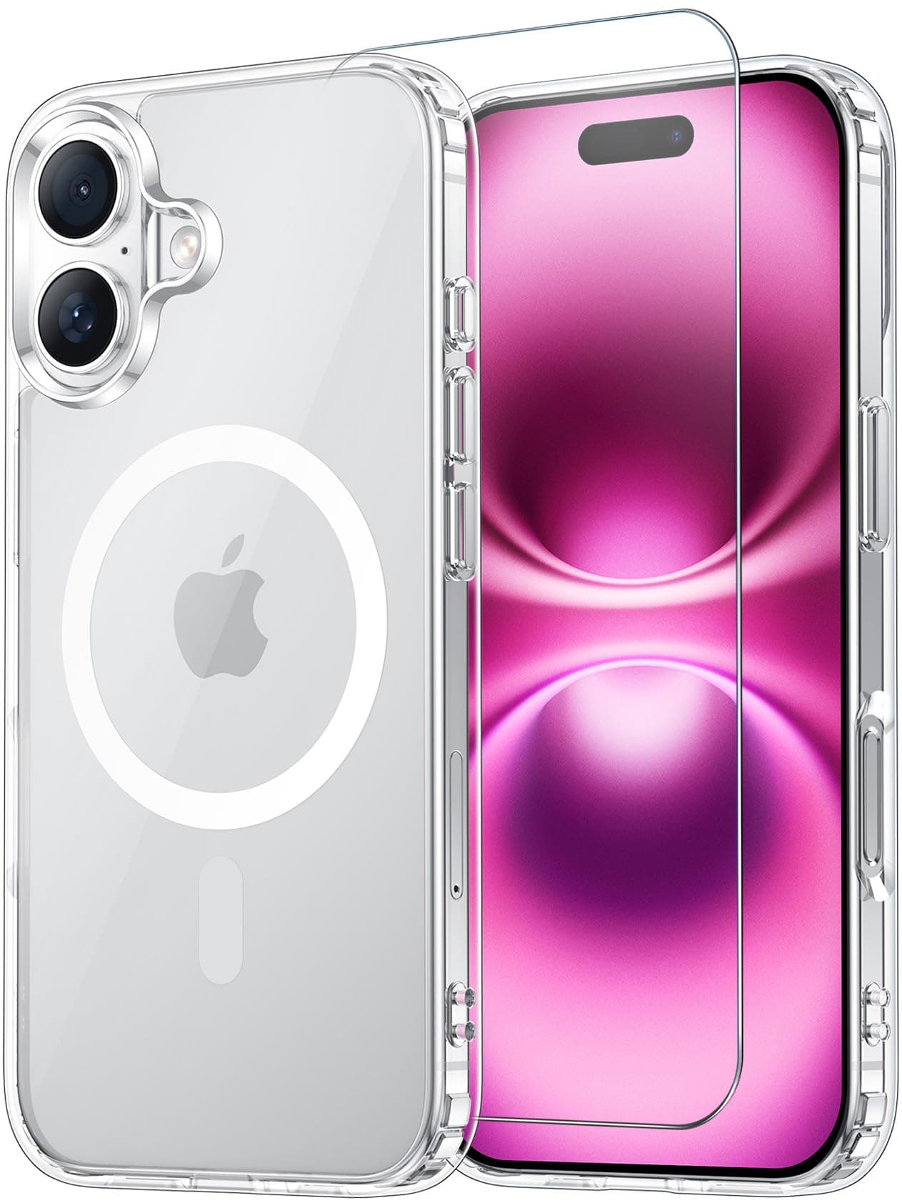 Temdan for iPhone 16 Plus Case Clear, Compatible with Magsafe, Anti-Yellowing, Military-Grade Protection, Shockproof Slim Magnetic Phone Case Cover, Transparent