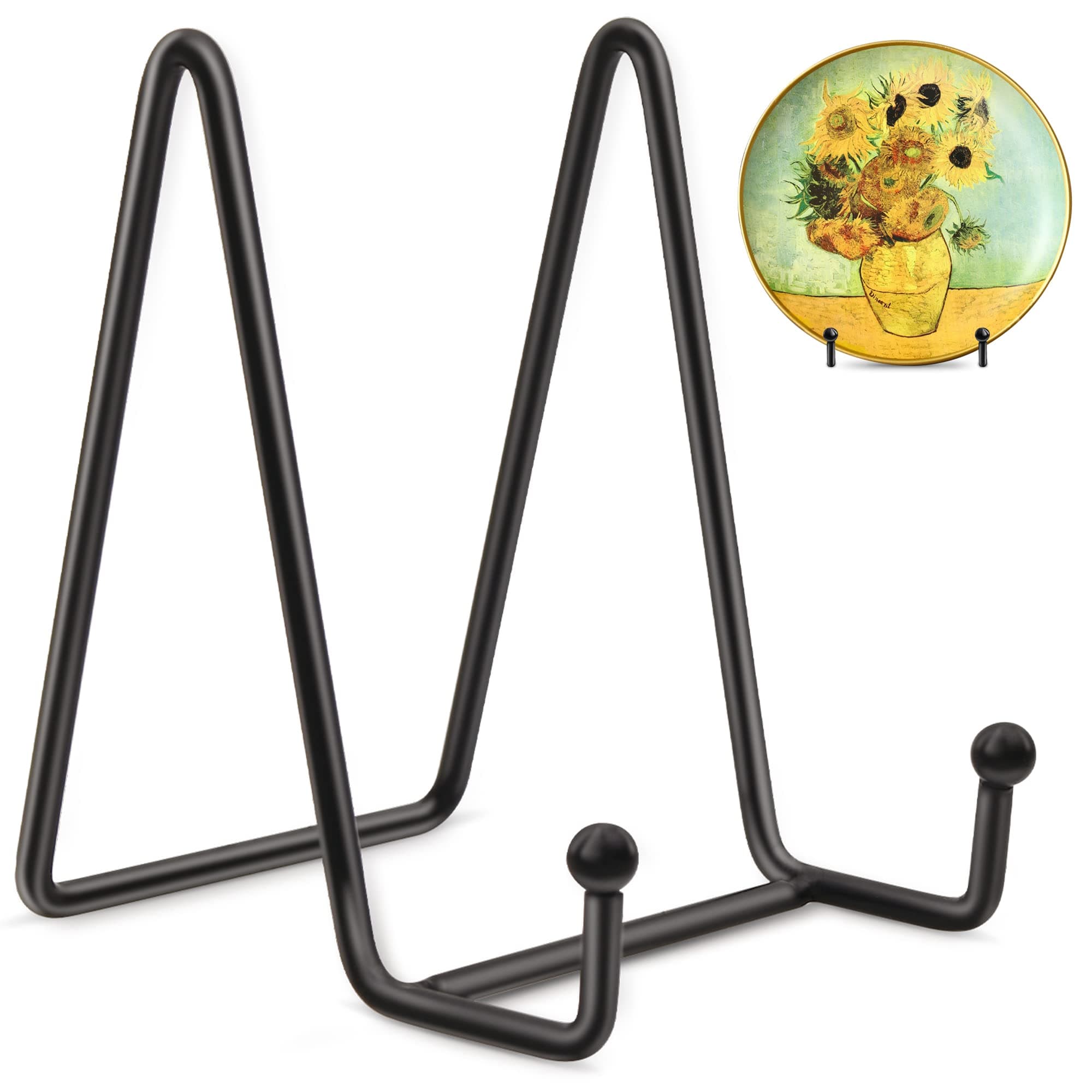 Mocoosy 2 Pack 4 Inch Plate Stands for Display - Black Iron Easel Plate Holder Display Stands Metal Frame Holder Stands for Pictures, Photo, Decorative Plate Dish and Tabletop Art