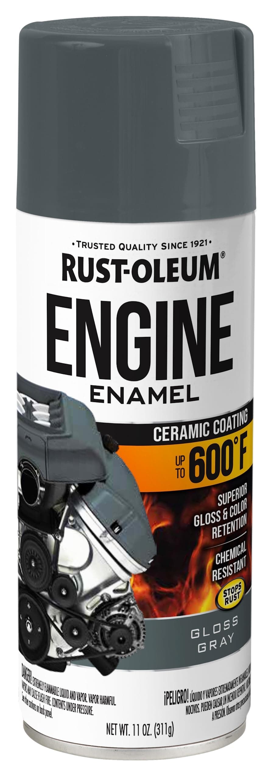 Rust-Oleum 366435 Engine Enamel Spray Paint, 11 oz, Gloss Gray, (Pack of 1)