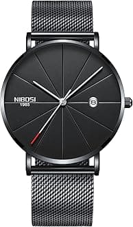 NIBOSIMen's Watches Analog Quartz Chronograph Watch for Men Business Casual Tourbillon Wristwatch with Stainless Steel Strap