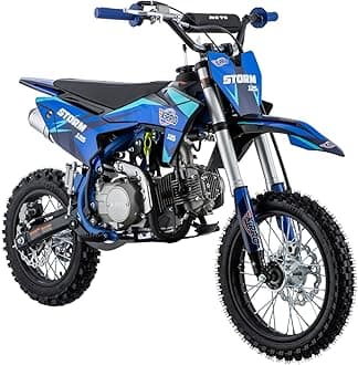 - X-PRO Storm 125cc Zongshen Brand Engine Dirt Bike with 4-Speed Semi-Automatic Transmission, Kick Start, Big 14"/12" Tires! (Blue)