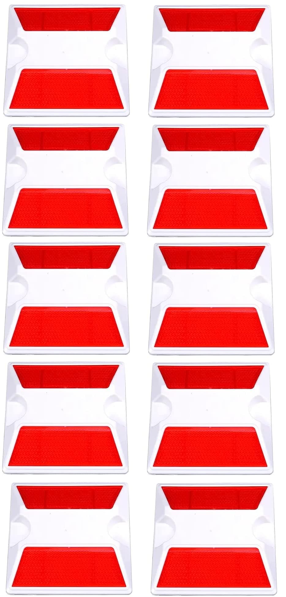 Road Reflector, white Plastic Reflective Studs Road Safety Base with Reflector, Pack of 10 Pieces