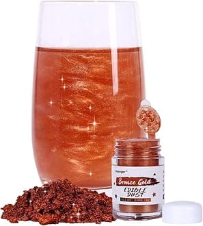 Bronze Gold Edible Glitter for Cocktails, Sujoygar 4g Luster Dust Edible Drink Glitter Shimmer Powder for Cake Vodka Chocolate Wine Cupcake Baking Food Grade