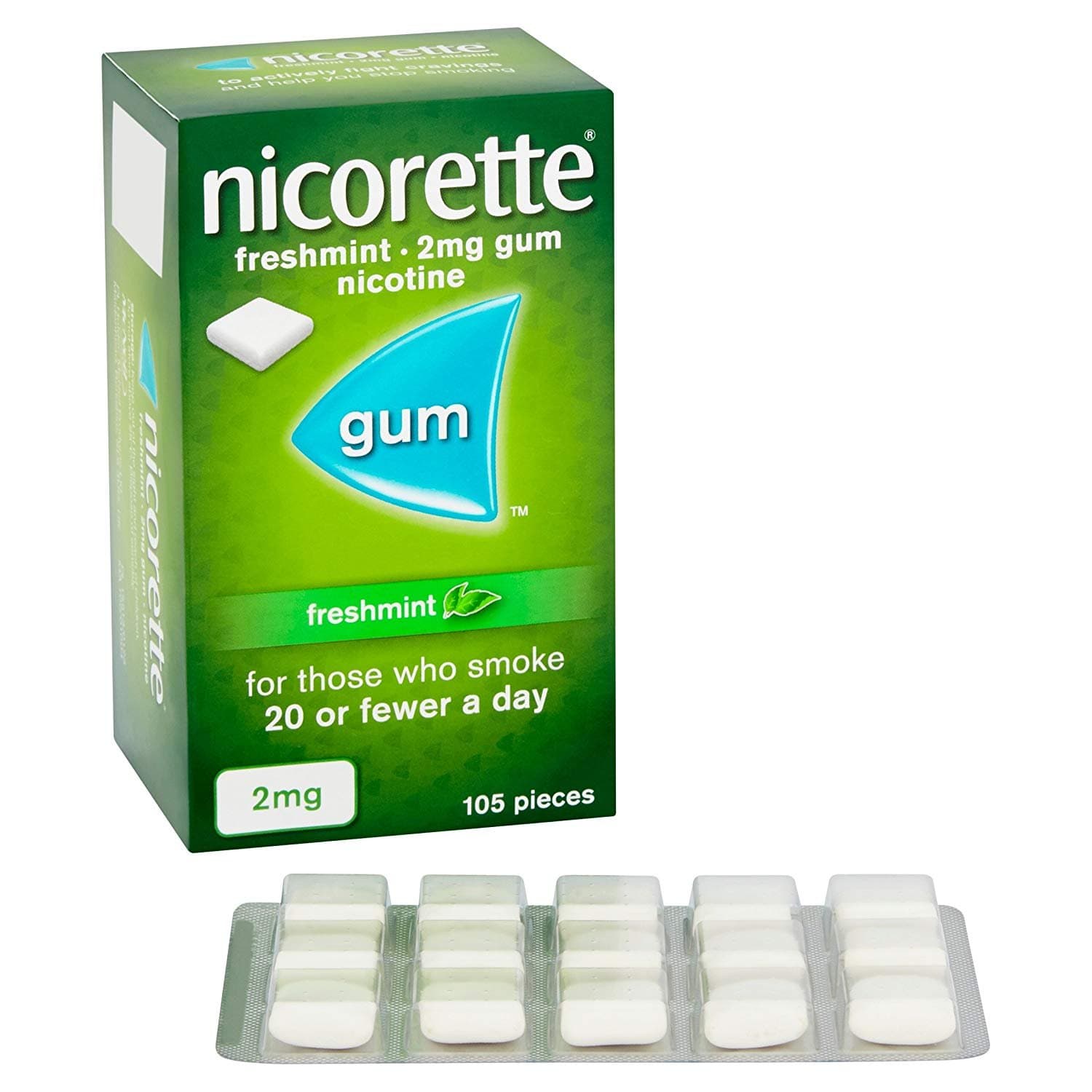 Nicorette Freshmint Gum 2mg - 105 Pieces