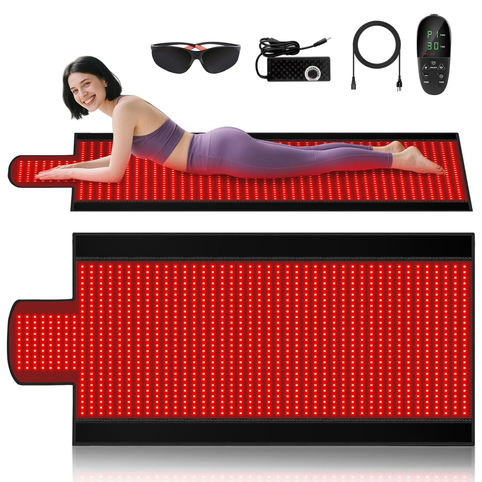 LITDUCK Body Red Light Therapy Mat, Eligible Red Light Therapy Blanket, 2in1 LEDs(660nm& 850nm), Premium Leather, Adjustable Timer & Intensity 36.3"*15.8" (1370leds)
