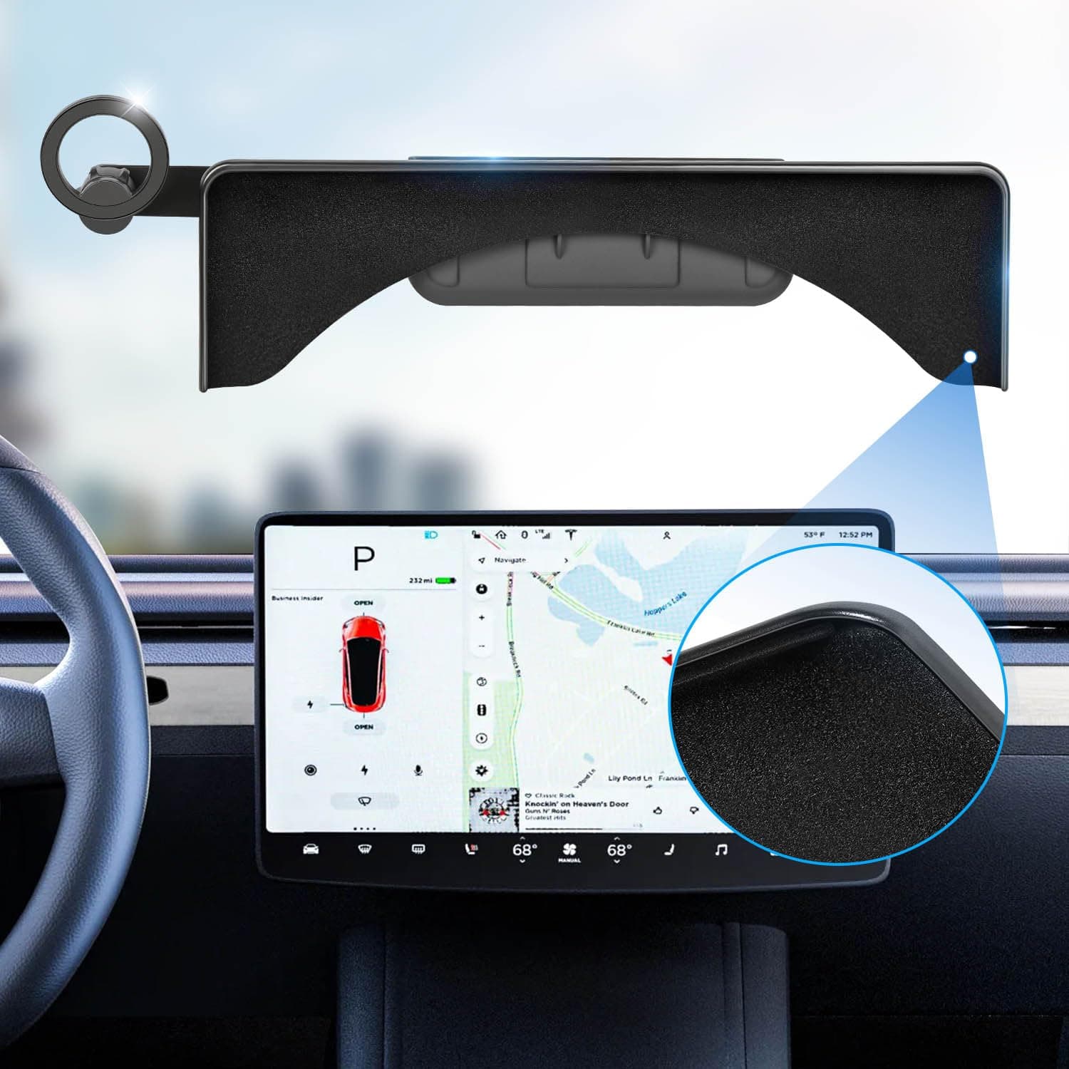 for Tesla Model Y Model 3 Phone Holder Cell Phone Mount Screen Phone Cradle Kits Adaptive for 5.5-7.0" Smartphones Accessories with Silicone Sunglasses Organizer Upgrade 2.0(Magnetic)