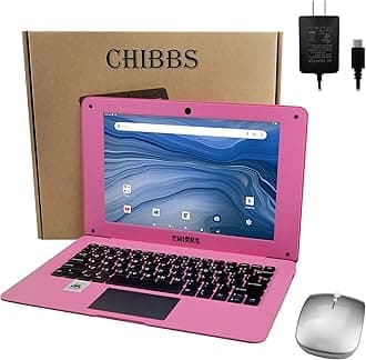 CHIBBS 10.1" Inch Kids Laptop Computer, Netbook Powered by Android 12.0, Quad Core Processor, 2gb Ram + 64gb ROM, Camera, 2* USB, Bluetooth, Wi-Fi- Pink