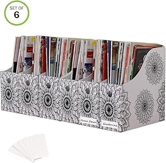 EvelotsSet of 6 Magazine File Holder Organizer Boxes W/ Labels, Mandala Design