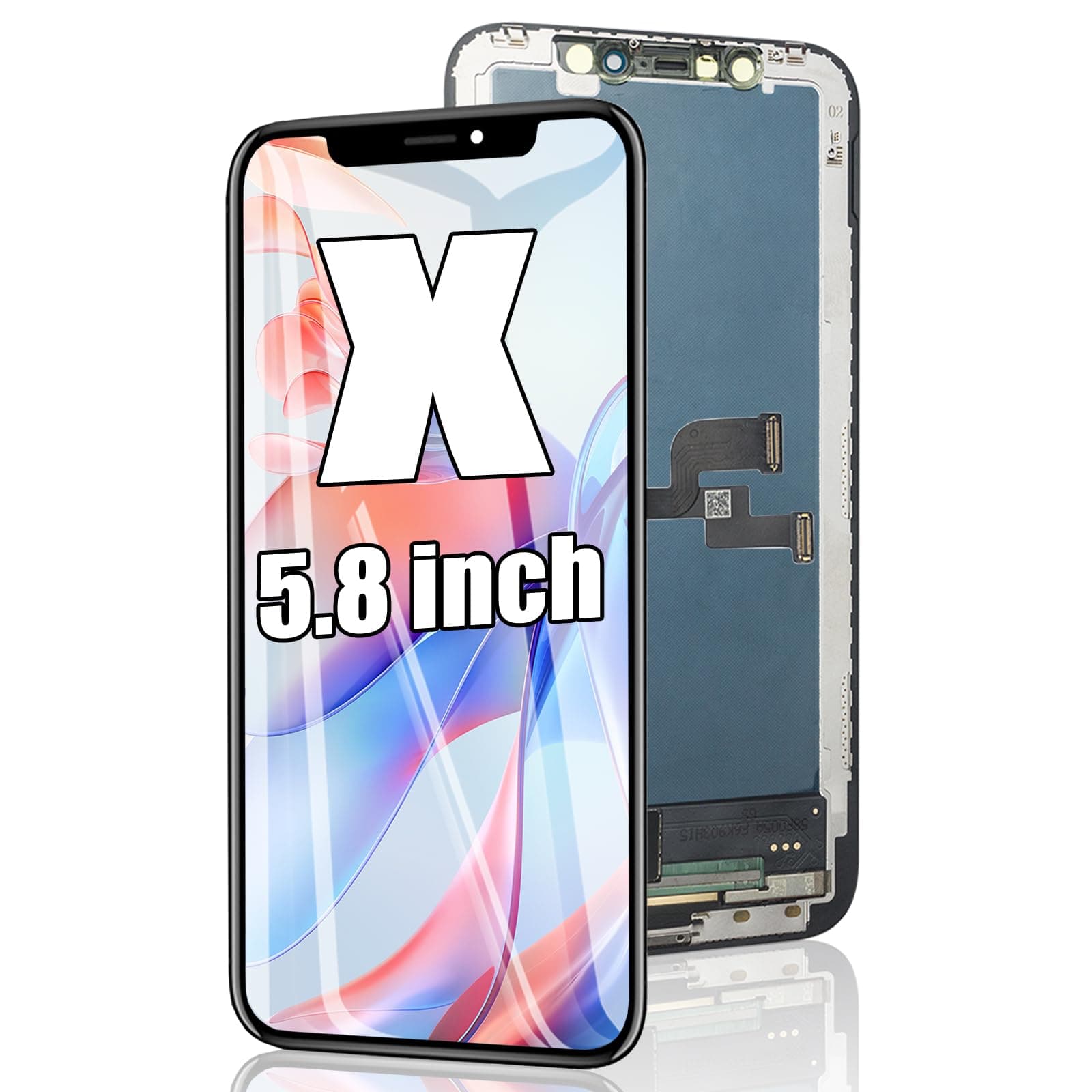 EFAITHFIX for iPhone X LCD Screen Replacement 5.8 Inch LCD Display 3D Touch LCD Screen Digitizer Full HD Frame Assembly Compatible with (Model A1865, A1901, A1902) with Waterproof Adhesive, No Tools