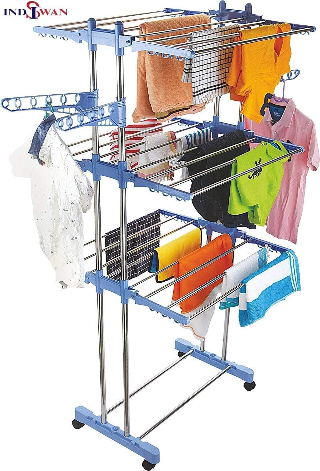 INDISWAN™ Stainless Steel Double Pole 3 Layer Cloth Drying Stand