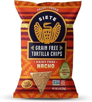 Grain Free Tortilla Chips | Gluten Free Chips | Paleo & Vegan Snacks | Non GMO | Nacho, 1 Ounce