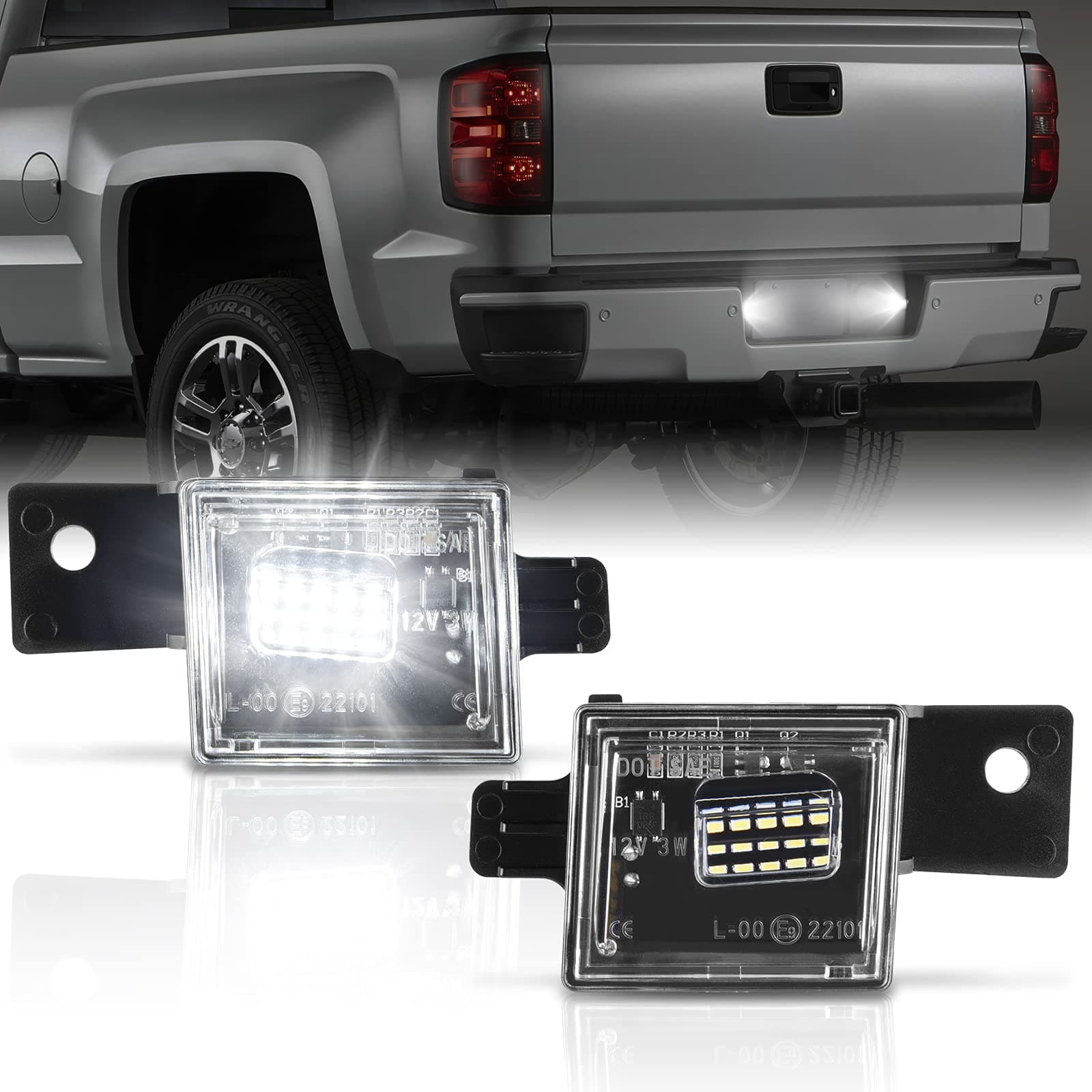 POPMOTORZ LED License Plate Light Compatible with 2014 2015 2016 2017 2018 2019 2020 2021 2022 Chevy Silverado GMC Sierra 1500 2500HD 3500HD 2015-2021 Colorado Canyon Pickup Truck 6000K, White