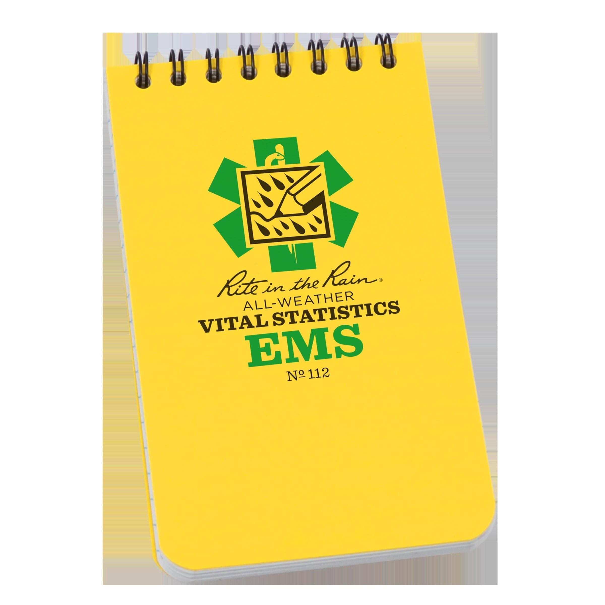 Rite in the Rain Weatherproof EMS Notebook, 3" x 5", Yellow Cover, Vital Stats Pages (No. 112)