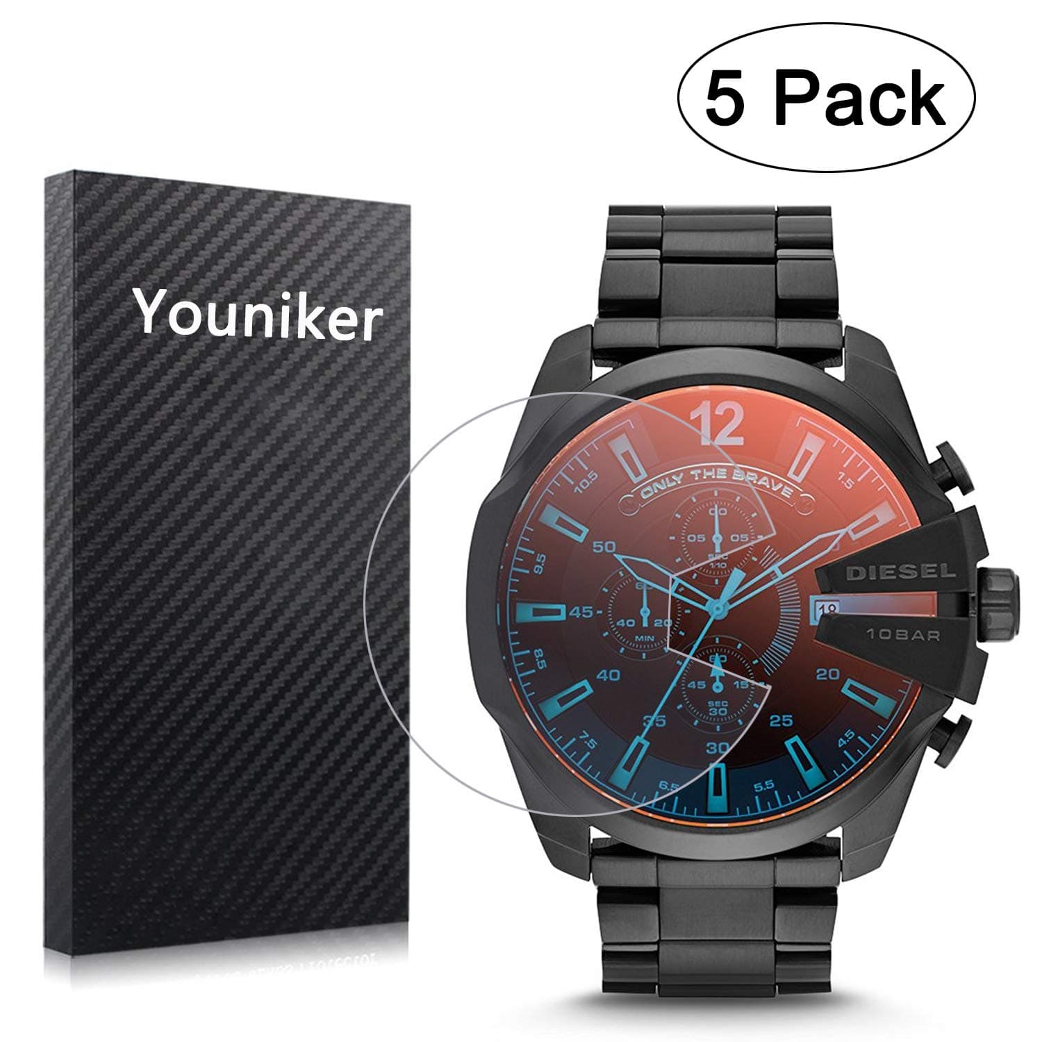 Youniker 5 Pack Compatible with Diesel Screen Protector Foils for Diesel DZ4318 Screen Protectors Crystal Clear HD Anti-Scratch Anti-Fingerprint Bubble Free Film