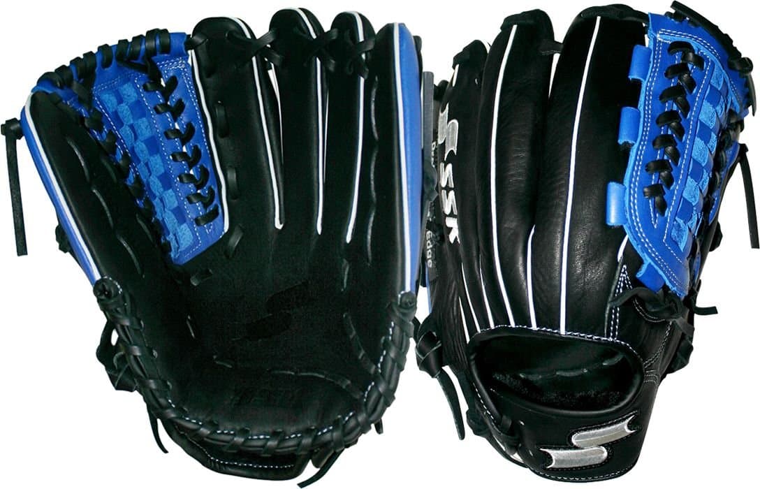 SSK Baseball Edge Pro Grid Net Gloves, Black/Navy, 12"