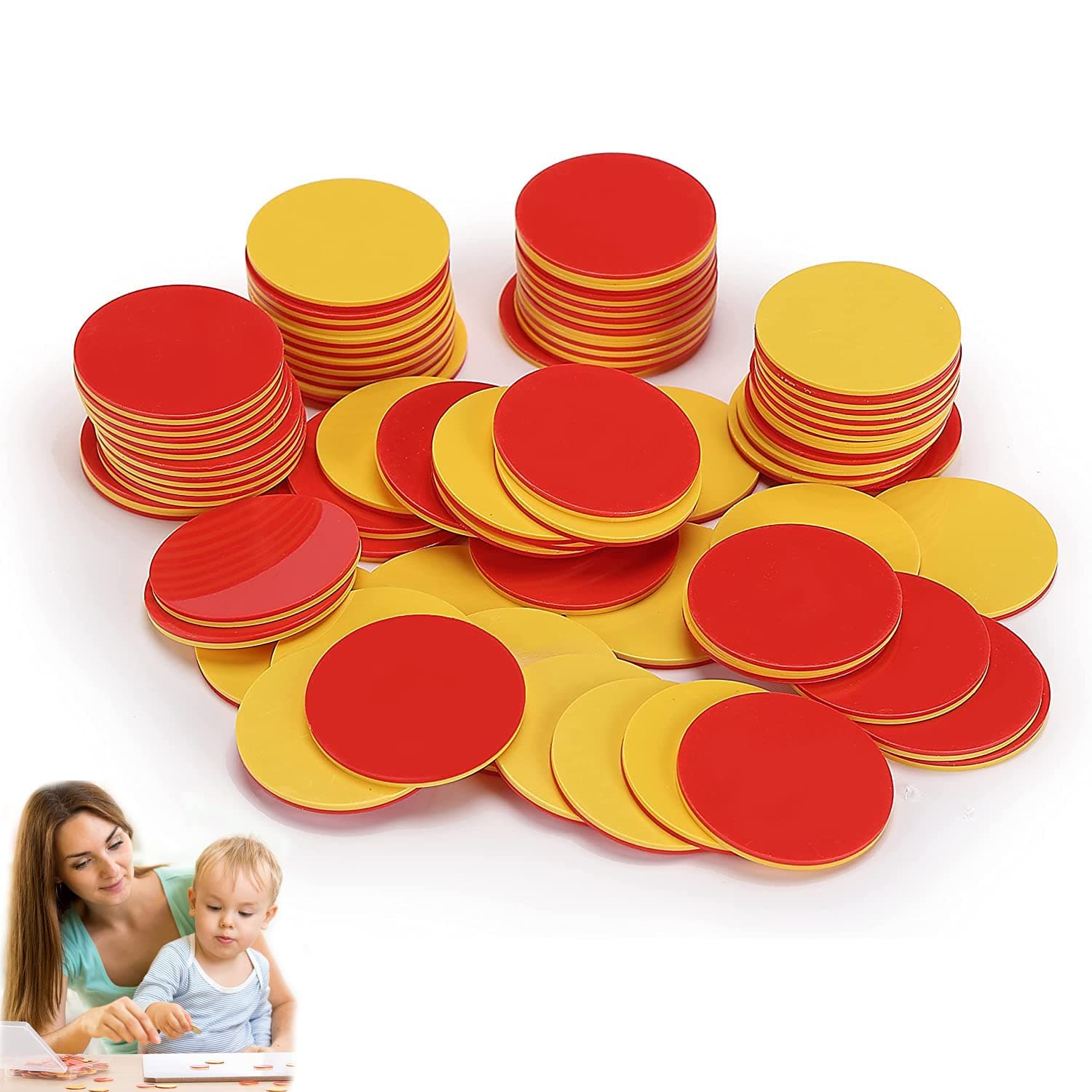 SYOSI Two Color Counters, 100 pcs, Counters for Kids Math, Counters, Math Counters, Red and Yellow Counters, Math Counters for Kids, Counting Chips, Counters for Math