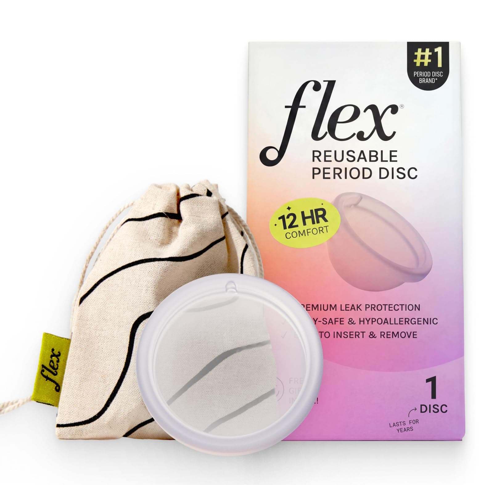 Reusable Disc | Reusable Menstrual Disc | Tampon, Pad, and Cup Alternative | Capacity of 6 Super Tampons | Lasts for Years | Includes Carrying Pouch & 2 Free Disposable Discs