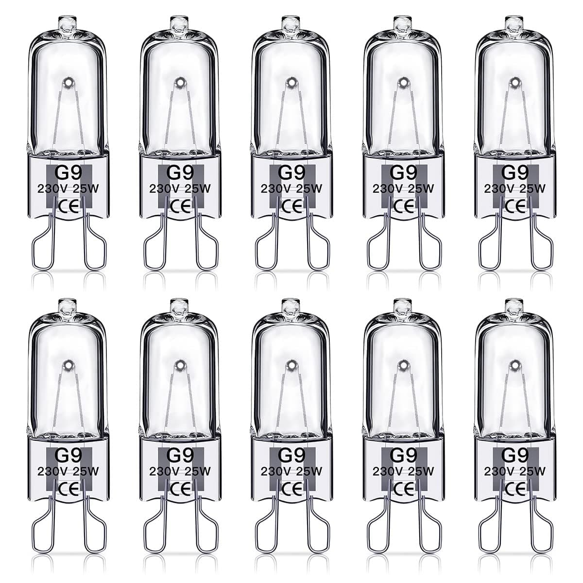 SILKIT G9 Halogen Light Bulbs 25W, 320lm, 2800K, No Flicker Dimmable G9 Capsule Bulb, Warm White,10 Pack