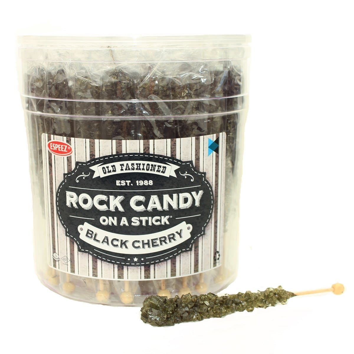 Espeez Extra Large Rock Candy Sticks: 48 Black Rock Candy Sticks - Black Cherry - Individually Wrapped for Party Favors, Candy Buffet, Showers, Receptions, Old Fashioned Bulk Candy on a Stick
