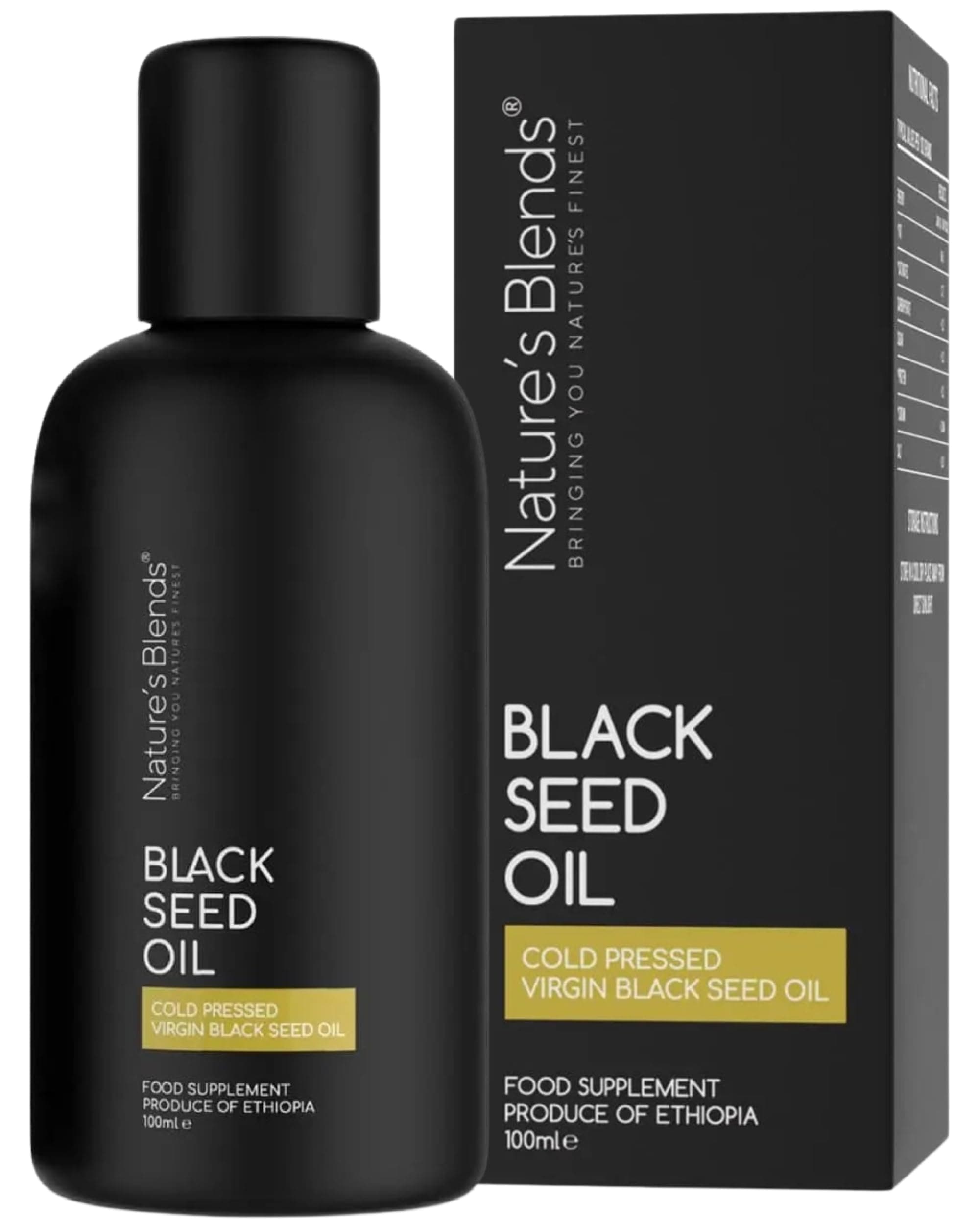Black Seed Oil Cold Pressed - 100ml | Made with 100% Pure & Natural Nigella Sativa Seeds - Black Cumin Seed Oil Rich in Thymoquinone for Immune System.