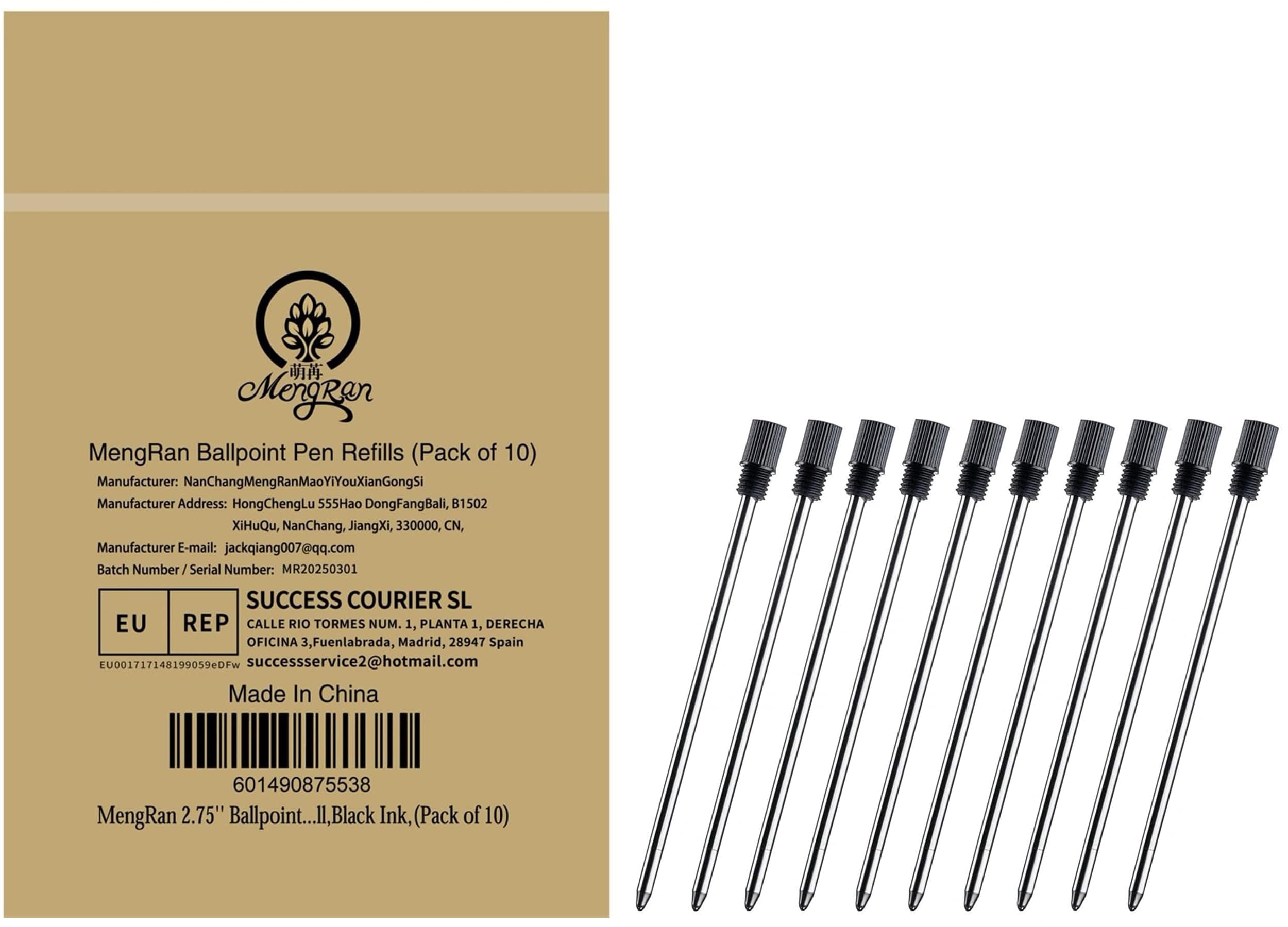 – MengRan 2.75'' Mini Ballpoint Pen Refills, D1 Pen Refill (Remove Black Cap),Compatible with Swarovski Pen Refills (10 Pcs Black Ink)