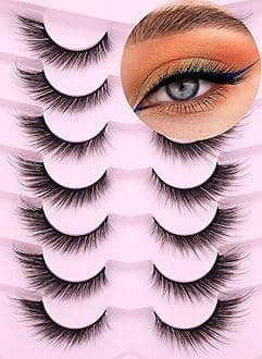 Fox Eyelashes False Lashes Dramatic Faux Mink Lashes Wispy 18mm Long Angel Wing Eyelash Lift Fake Eye Lashes Pack 7 Pairs