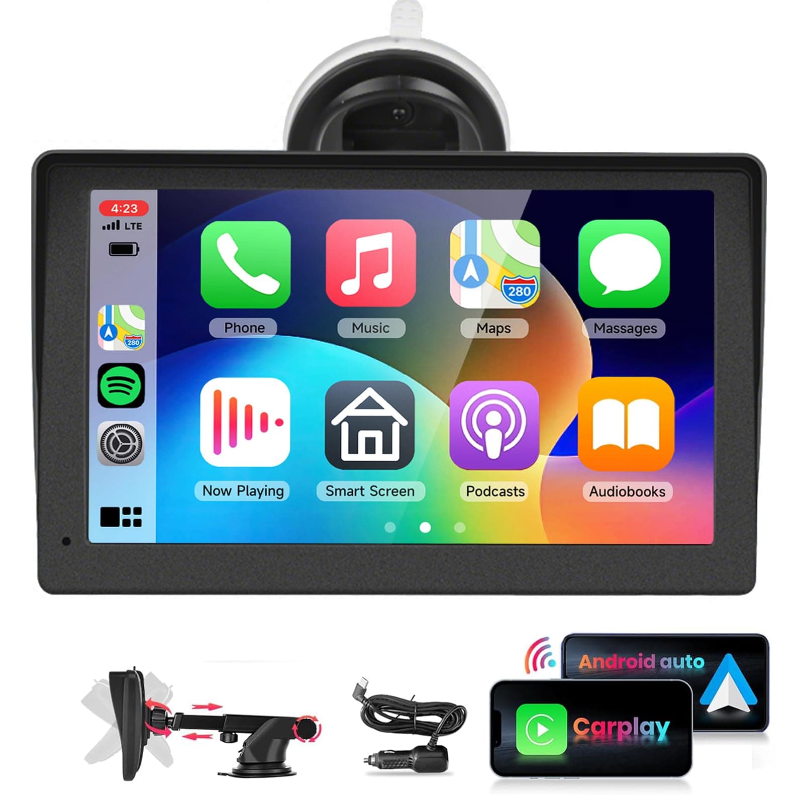 Touchscreen Android Car Airplay Bluetooth AUX FM Transmitter Portable Radio