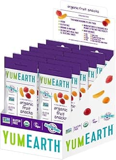YumEarth Organic Fruit Snacks,Fruit Flavored Snack Packs, Allergy Friendly, Gluten Free, Non-GMO, Vegan, No Artificial Flavors or Dyes 2oz (Pack of 12)