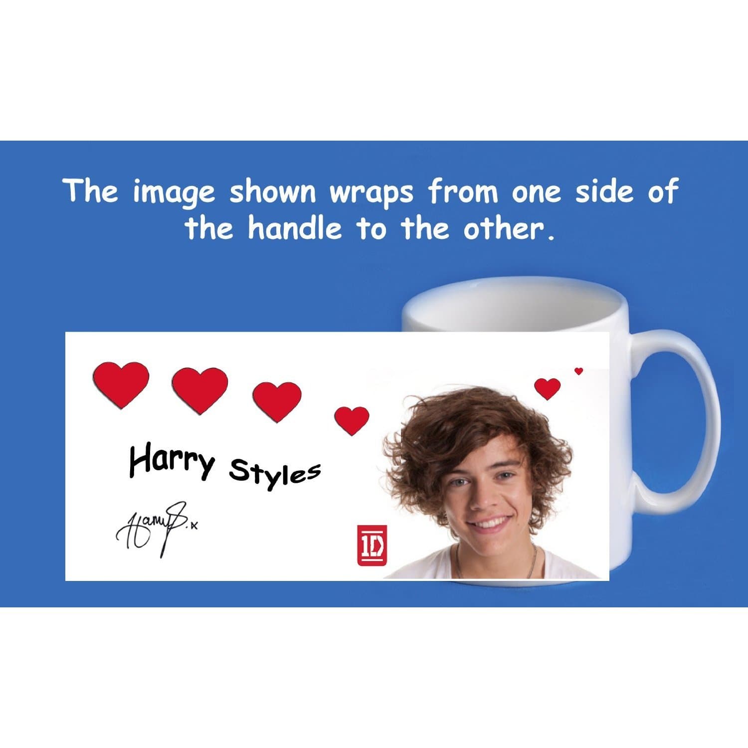 Harry Styles - One Direction Mug / Cup - 80mm diameter x 92mm high (11oz)