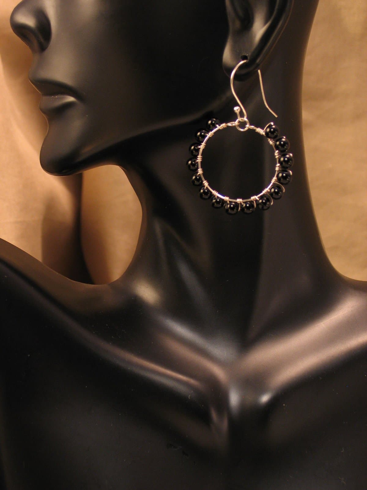 Black onyx hoop earrings - Onx3