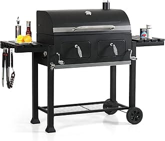 - Captiva Designs Extra Large Charcoal BBQ Grill with Oversize Cooking Area(794 SQIN), Outdoor Cooking Grill with 2 Individual Lifting Charcoal Trays and 2 Foldable Side Tables