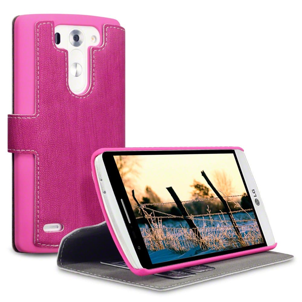 LG G3 S Case, Terrapin [Stand Feature] [Ultra Low Profile] LG G3 S Case Wallet [Pink] Premium Wallet Case with STAND Flip Cover for LG G3 S - Pink