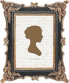 Sunlit Vintage Picture Frame 5x7 Inch, Luxury Antique Photo Frames with Glass Front, Photo Display, Tabletop Wall Hanging, Gift Ideas, Black