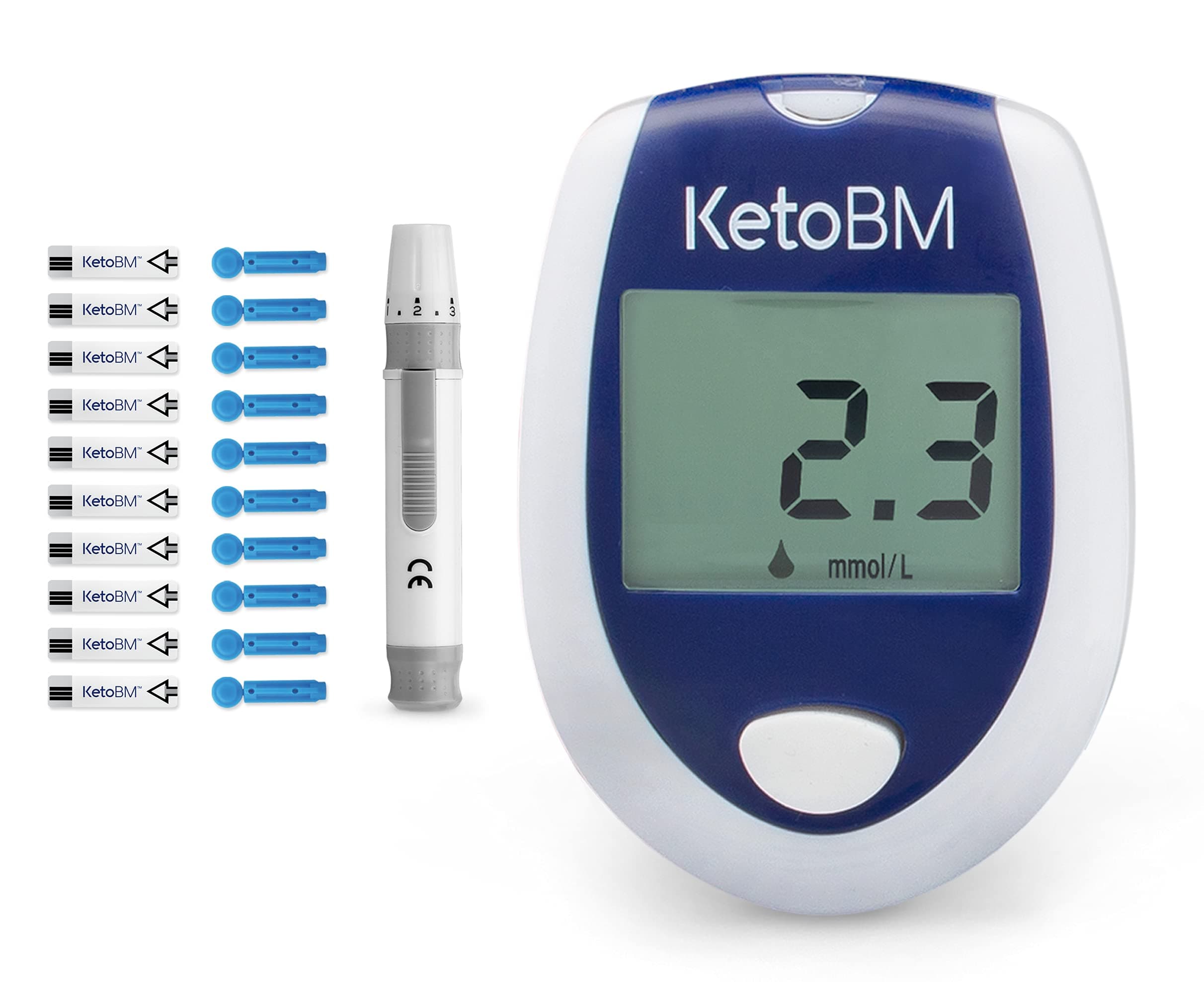 Blood Ketone Meter Kit for Keto Diet Testing - Complete Test Kit with Monitor, Strips, Lancing Device & Lancets
