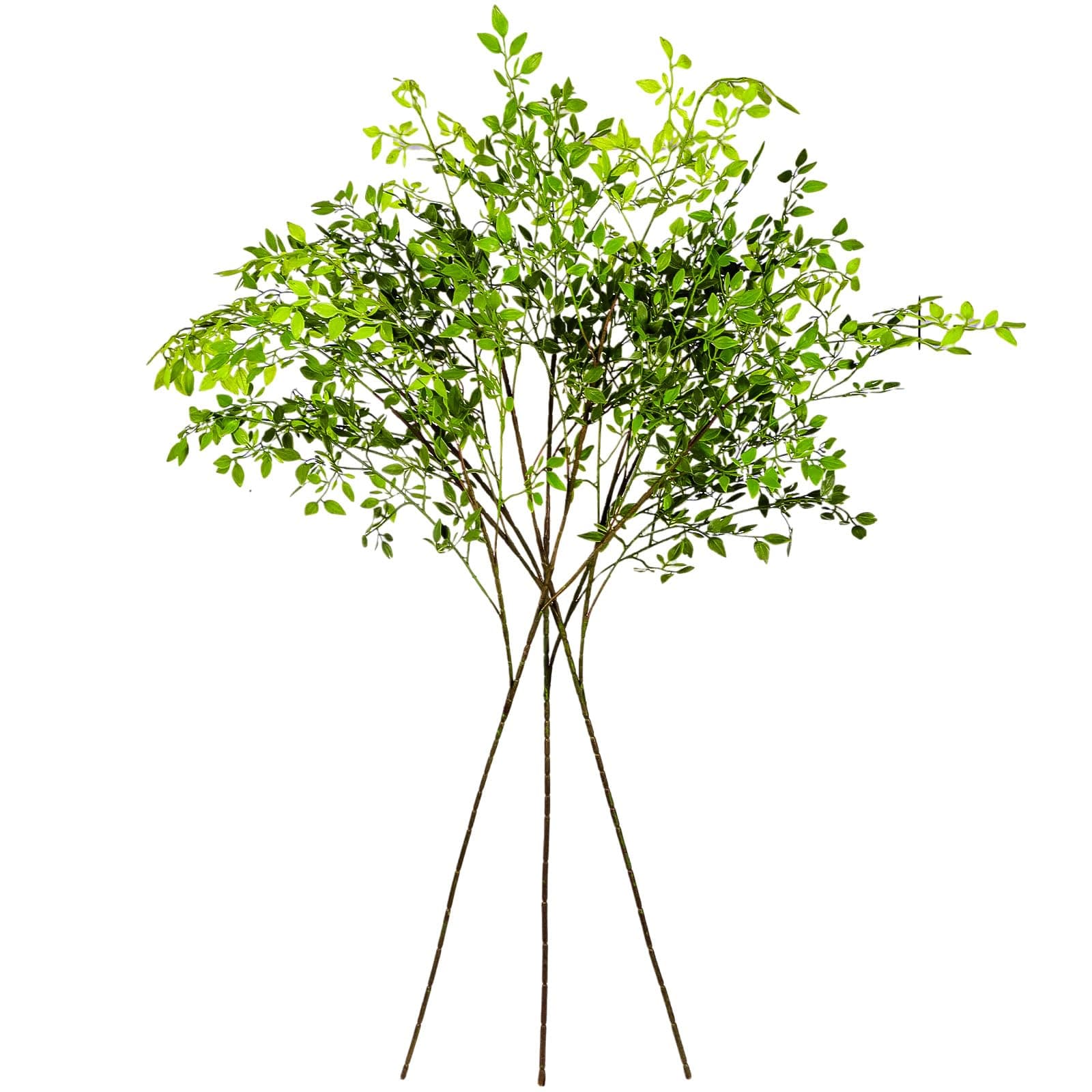CEWOR Artificial Branches Artificial Plants 3PCS 43.3 Inch Green Nandina Artificial Plants for Wedding Shop Garden Office Home Décor Greenery Stems for Vase