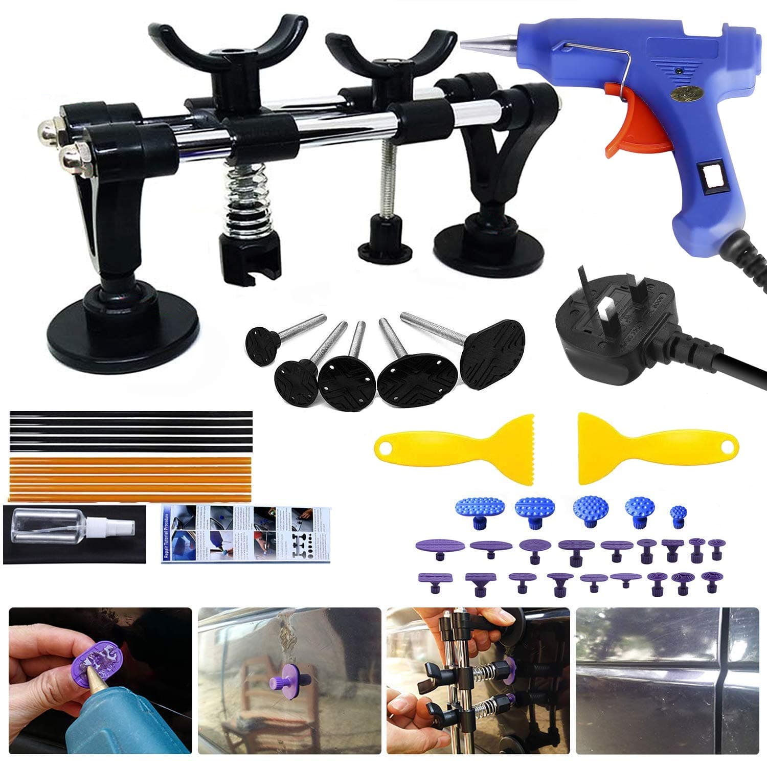[Latest 2019 Version] Auto Body Dent Repair Kit with Double Poles, Paintless Dent Removal Repair Tool Set, PDR Car Dent Puller Kit, Auto Dent Lifter for Minor and Deep Dent Removal