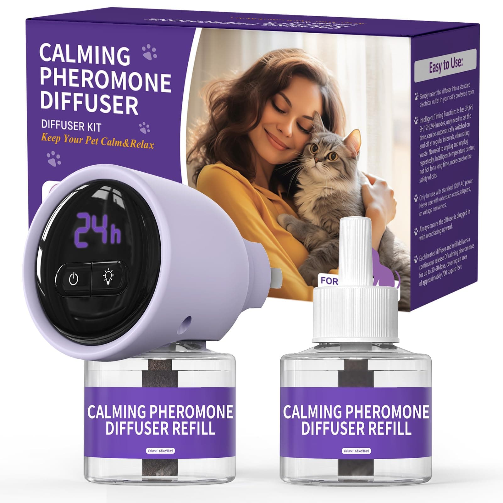 lesotcCat Pheromones Calming Diffuser Effectively Relieve Anxiety Stress Cat Calming Diffuser Multicat Pheromones Diffuser Refill Reduce Fighting Spraying and Scratching Calm Relaxing Fits All Cats