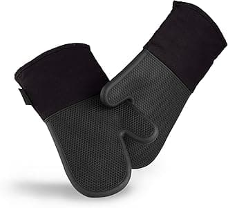 Silicone Oven Mitt Set, 2-Pack, Heat Resistant to 500ºF, Black