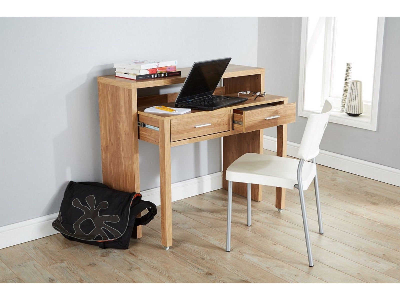 REGIS OAK CONSOLE EXTENDING TABLE OFFICE COMPUTER DESK DRESSER DRAWERS STORAGE