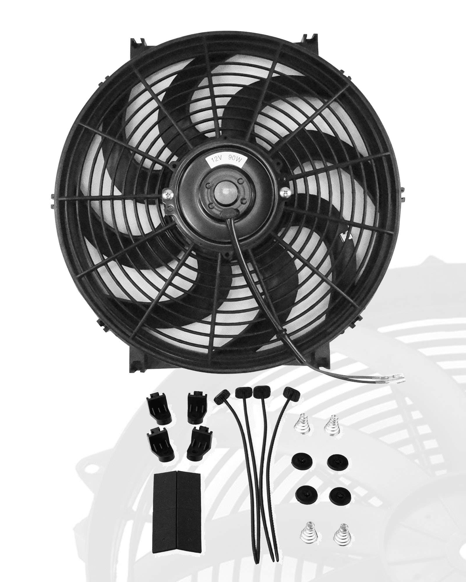 14" inch Slim Fan Push Pull Electric Radiator Cooling Fans 12V Mount Kit Unversal Black